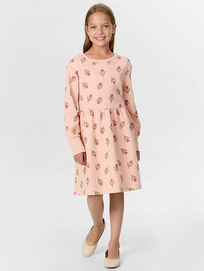 картинка Платье для девочки розовое с тюльпанами от известного бренда одежды для девочек Mark Formelle