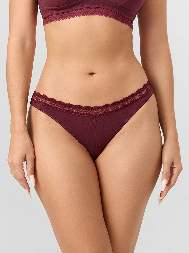 Трусы слипы женские бордовые - 9