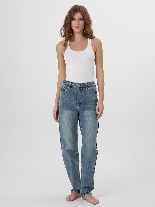 Джинсы женские голубые - 4