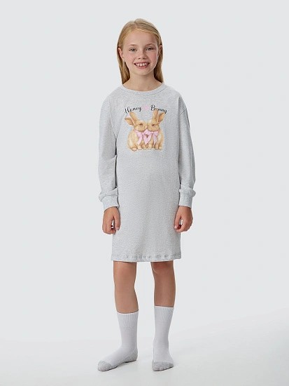 картинка Сорочка ночная для девочек серая с рисунком  от известного бренда одежды для девочек Mark Formelle