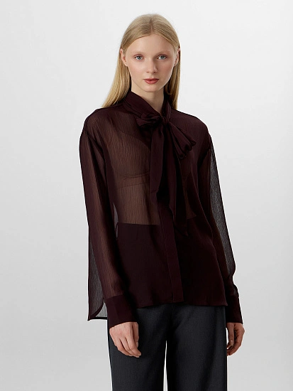 картинка Блузка женская полупрозрачная коричневая от магазина стильной одежды Mark Formelle
