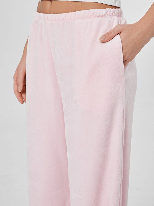 Брюки женские розовые велюровые с надписью "Candy" - 5