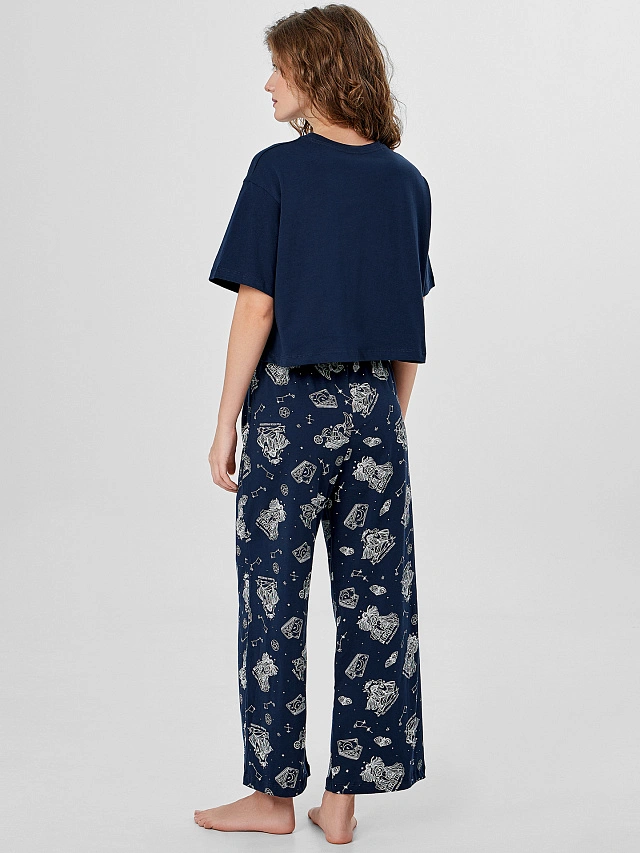 Комплект домашний женский синий с узором карт таро - 3