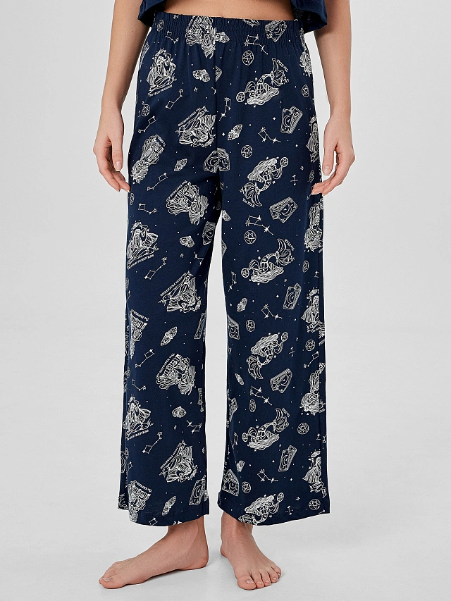 Комплект домашний женский синий с узором карт таро - 5