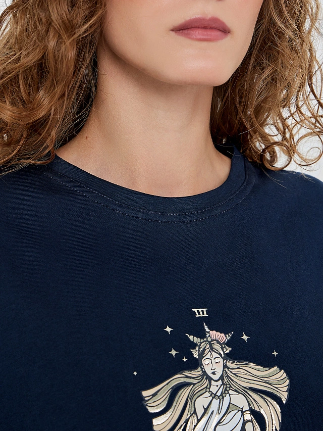 Комплект домашний женский синий с узором карт таро - 7