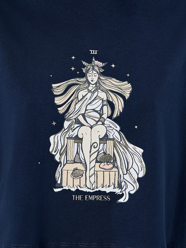 Комплект домашний женский синий с узором карт таро - 8