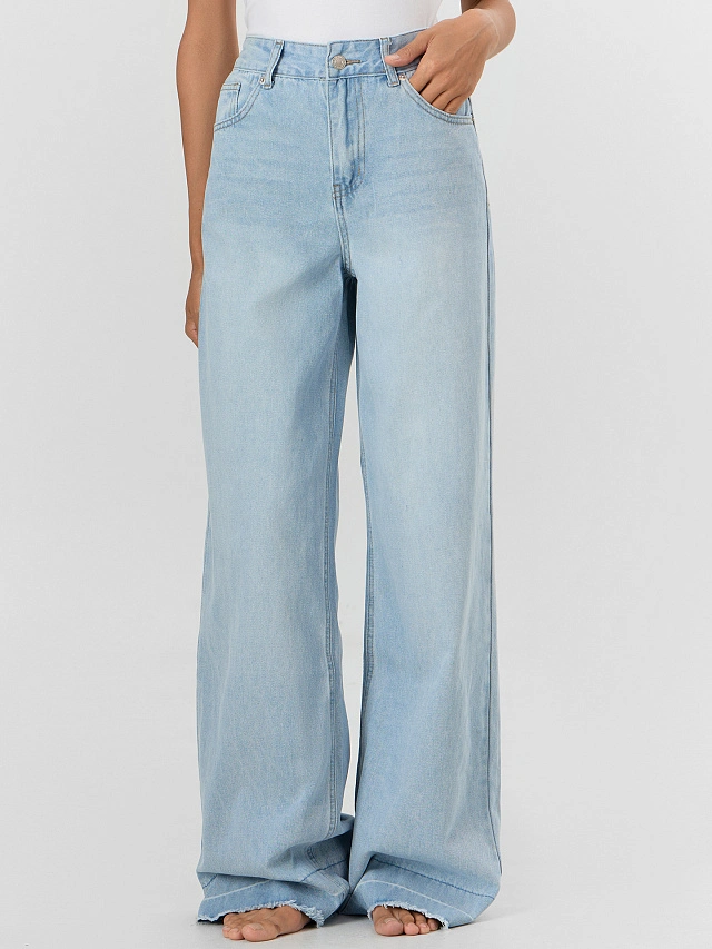 Джинсы женские Wide leg fit голубые - 3