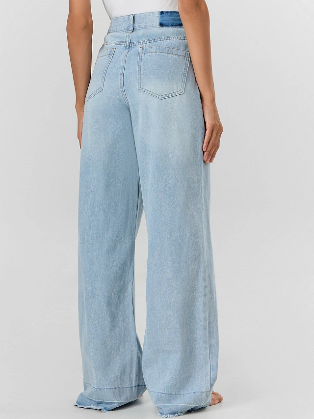 Джинсы женские Wide leg fit голубые - 4