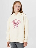 Худи для девочек бежевое с надписью "Chrome love"