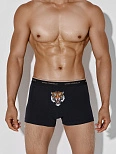 Трусы боксеры мужские черные с печатью тигра