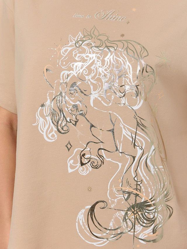 Комплект домашний женский бежевый с надписью "time to shine" - 8