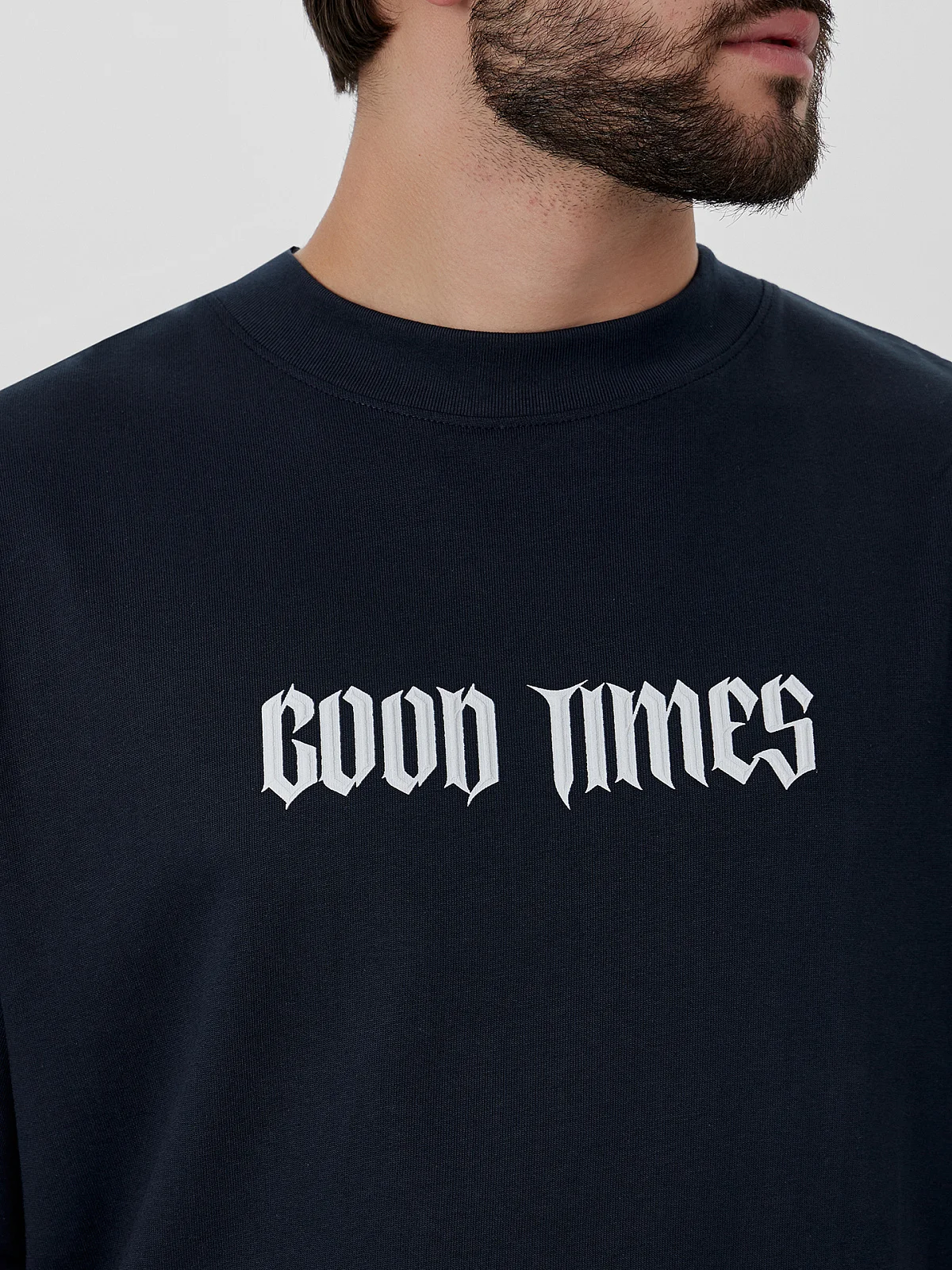 Футболка мужская синяя с надписью "Good times"
