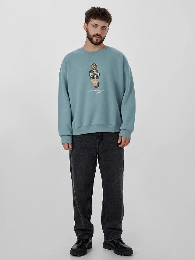 Свитшот мужской серый с печатью - 4