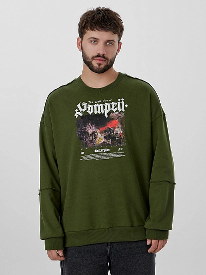 картинка Свитшот мужской зеленый с печатью от магазина мужской одежды Mark Formelle