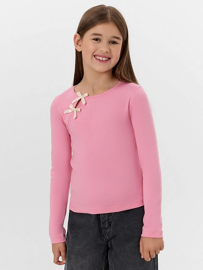 картинка Лонгслив для девочек розовый с бантиками от известного бренда одежды для девочек Mark Formelle