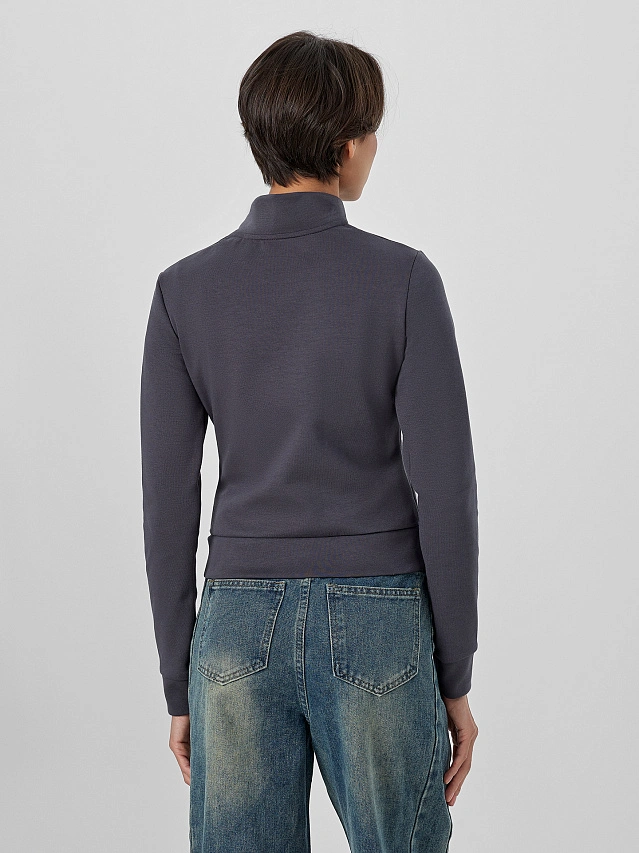 Толстовка женская серая на молнии - 3