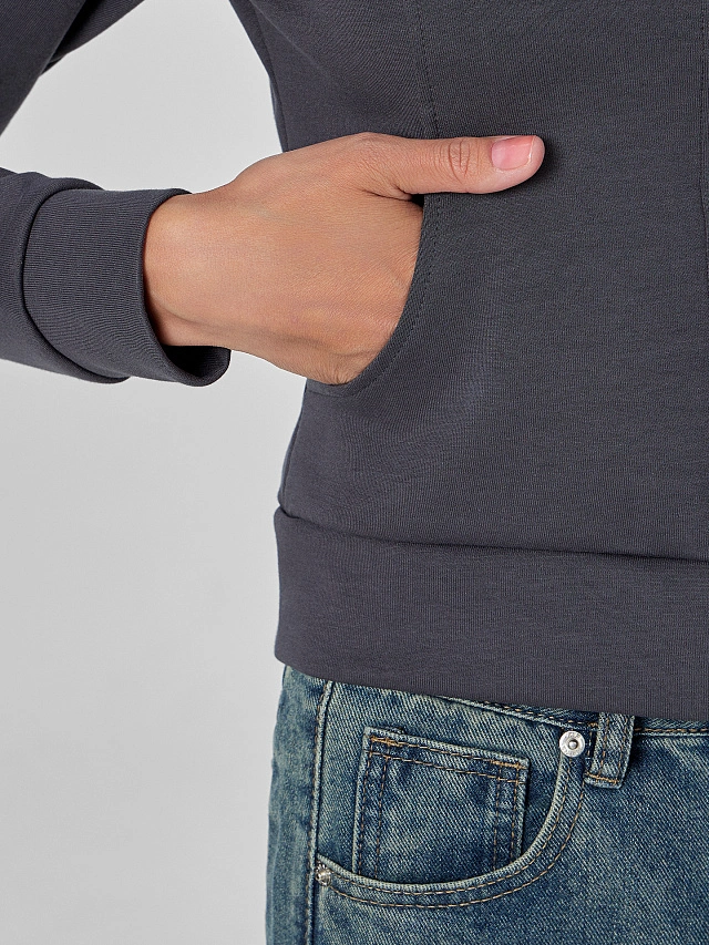 Толстовка женская серая на молнии - 6