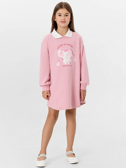 картинка Платье для девочек розовое с надписью "Cute in pink" от известного бренда одежды для девочек Mark Formelle