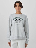 Свитшот женский серый с надписью "Wonderland"