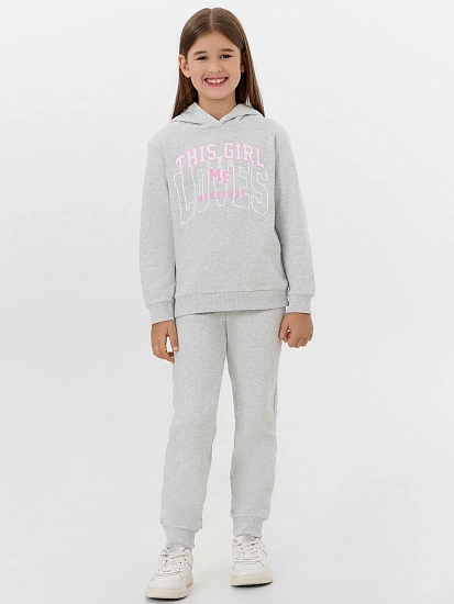 картинка Комплект для девочек серый с надписью "This girl loves weekends" от известного бренда одежды для девочек Mark Formelle