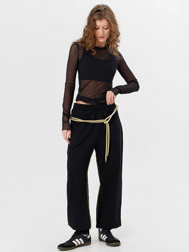 Брюки джоггеры женские черные - 6