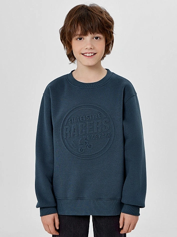 Свитшот для мальчиков синий с надписью "streetstyle racers"