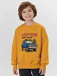 Свитшот для мальчиков оранжевый с надписью "Western long travel"