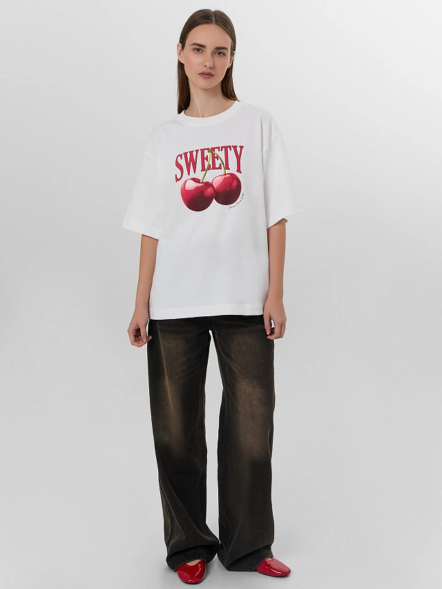 Футболка женская белая с надписью "Sweety" - 4