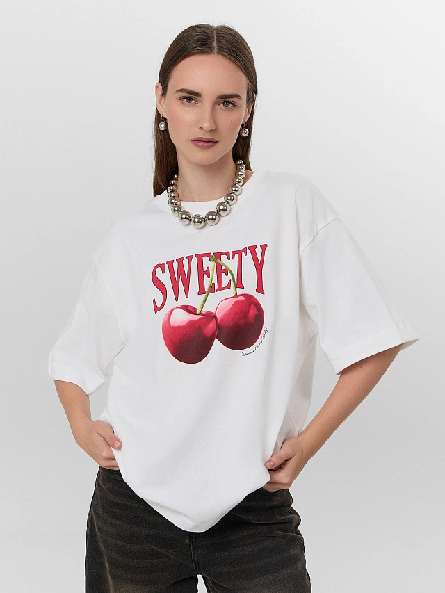 Футболка женская белая с надписью "Sweety" - 6