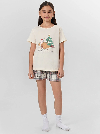 картинка КОМПЛЕКТ ДЛЯ ДЕВОЧЕК (ФУТБОЛКА, ШОРТЫ) от известного бренда одежды для девочек Mark Formelle