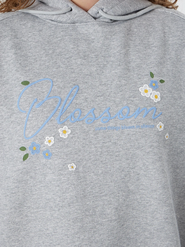 Худи женское серое с надписью "Blossom" - 5