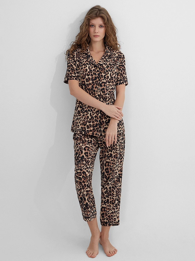Комплект домашний женский с леопардовым принтом - 7