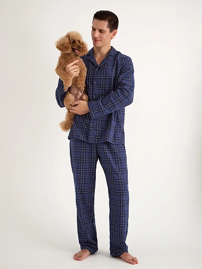 картинка Комплект домашний мужской синий в клетку от магазина мужской одежды Mark Formelle