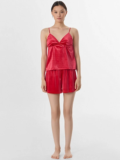 картинка Комплект домашний женский красный велюровый от магазина стильной одежды Mark Formelle