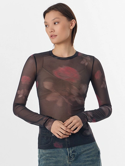 картинка Джемпер женский черный из сетки  от магазина стильной одежды Mark Formelle