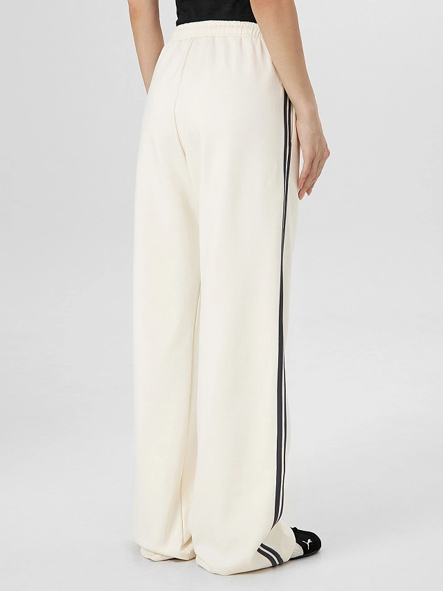 Брюки с лампасами женские молочные - 3