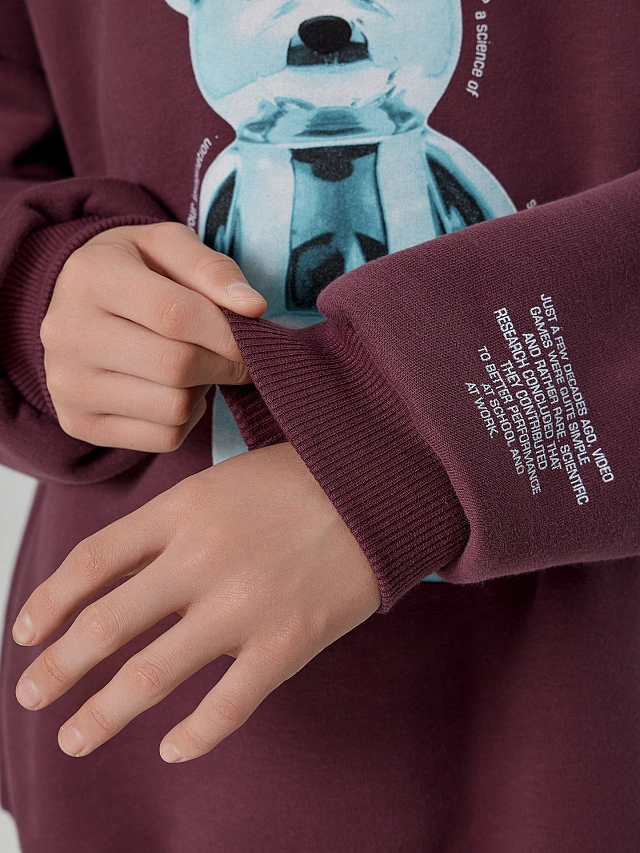 Теплый свитшот для мальчиков коричневый с начесом - 7