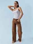 Джинсы женские wide leg коричневые с высокой посадкой