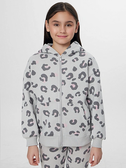 картинка Теплая толстовка для девочек серая на молнии с начесом от известного бренда одежды для девочек Mark Formelle