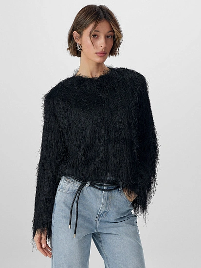картинка Жакет женский черный пушистый от магазина стильной одежды Mark Formelle