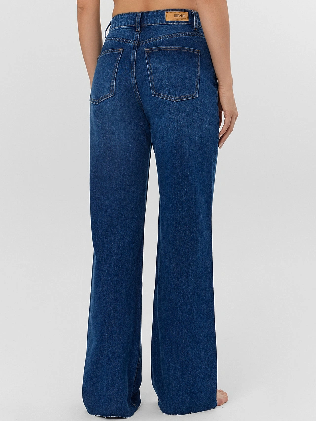 Джинсы женские wide leg темно-синие - 4
