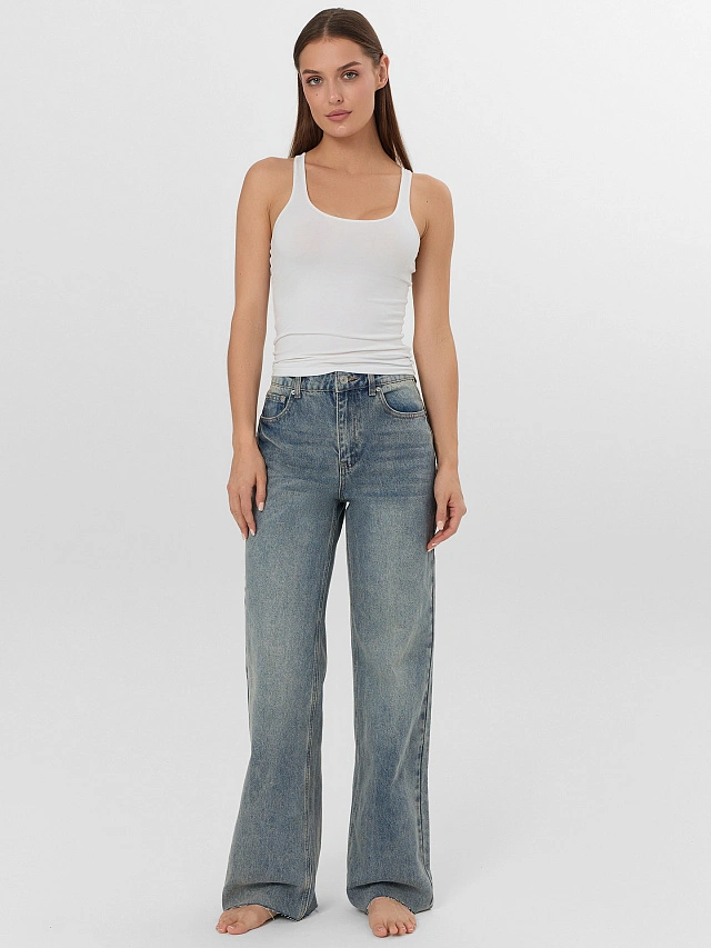 Джинсы женские wide leg синие - 5