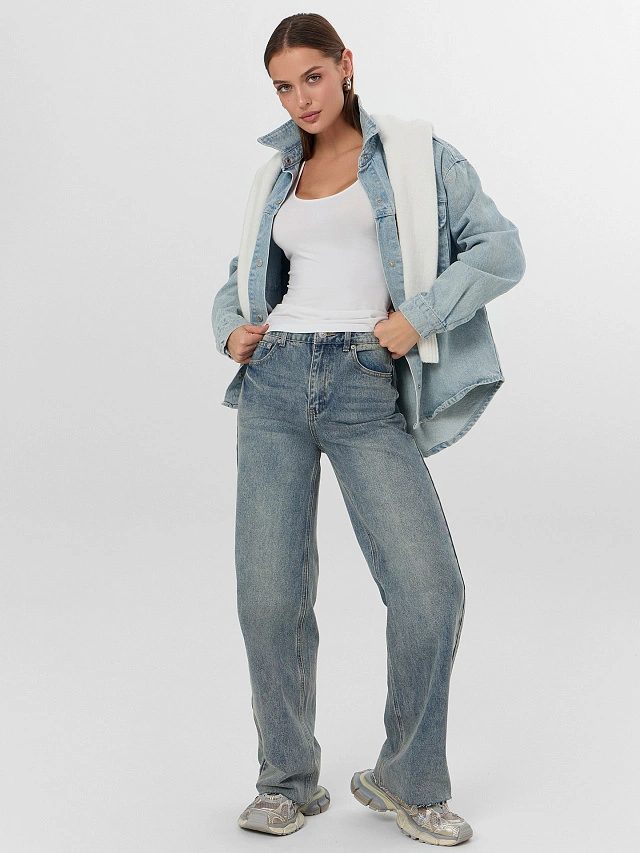 Джинсы женские wide leg синие - 8