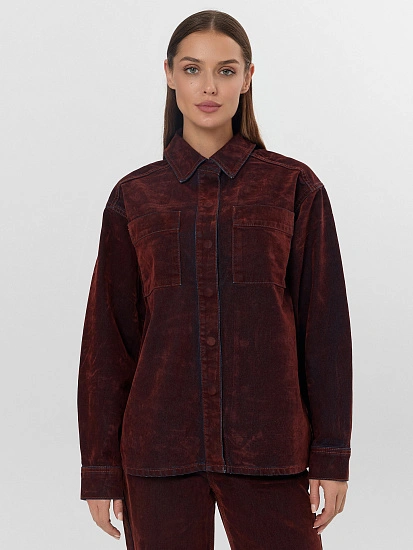 картинка Жакет женский джинсовый бордовый от магазина стильной одежды Mark Formelle