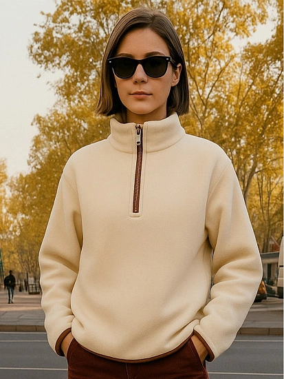 картинка Толстовка женская бежевая из флиса от магазина стильной одежды Mark Formelle