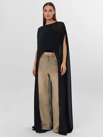 картинка Туника полупрозрачная женская черная от магазина стильной одежды Mark Formelle