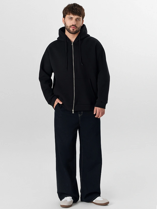 Толстовка мужская черная на молнии - 3