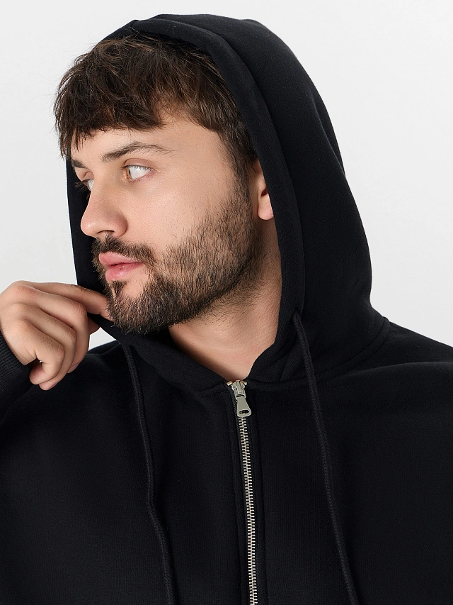 Толстовка мужская черная на молнии - 4