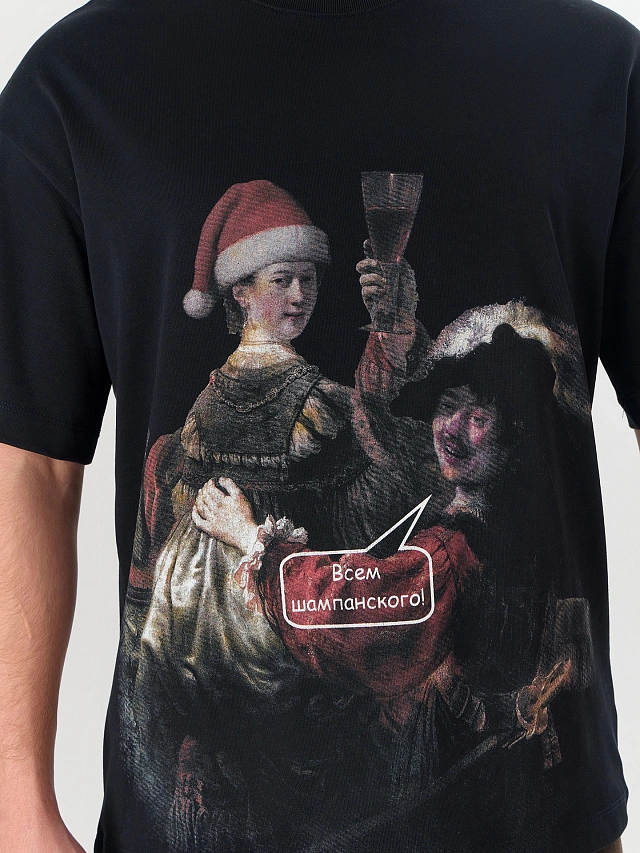 Футболка мужская черная новогодняя - 6