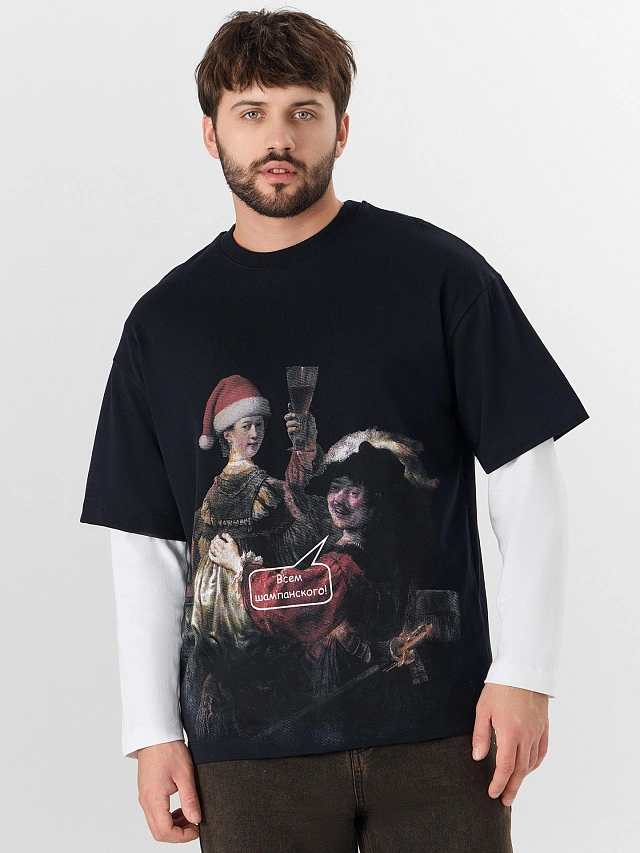 Футболка мужская черная новогодняя - 7